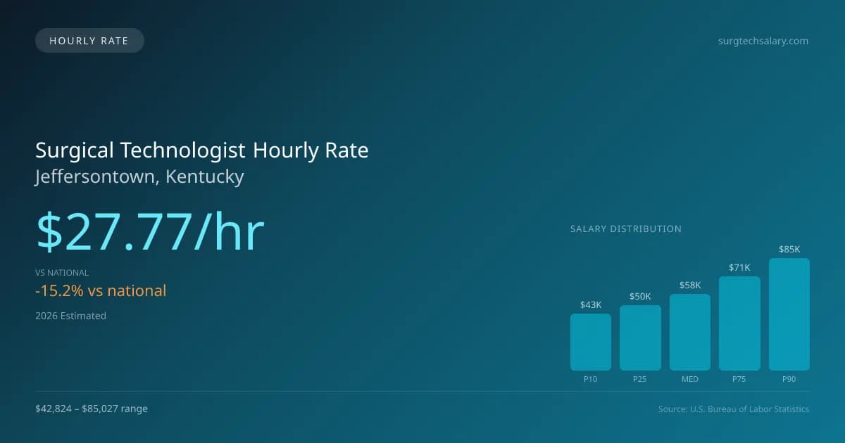 Surgical Technologist Hourly Rate in Jeffersontown, KY — 2026 est., based on 2025 BLS