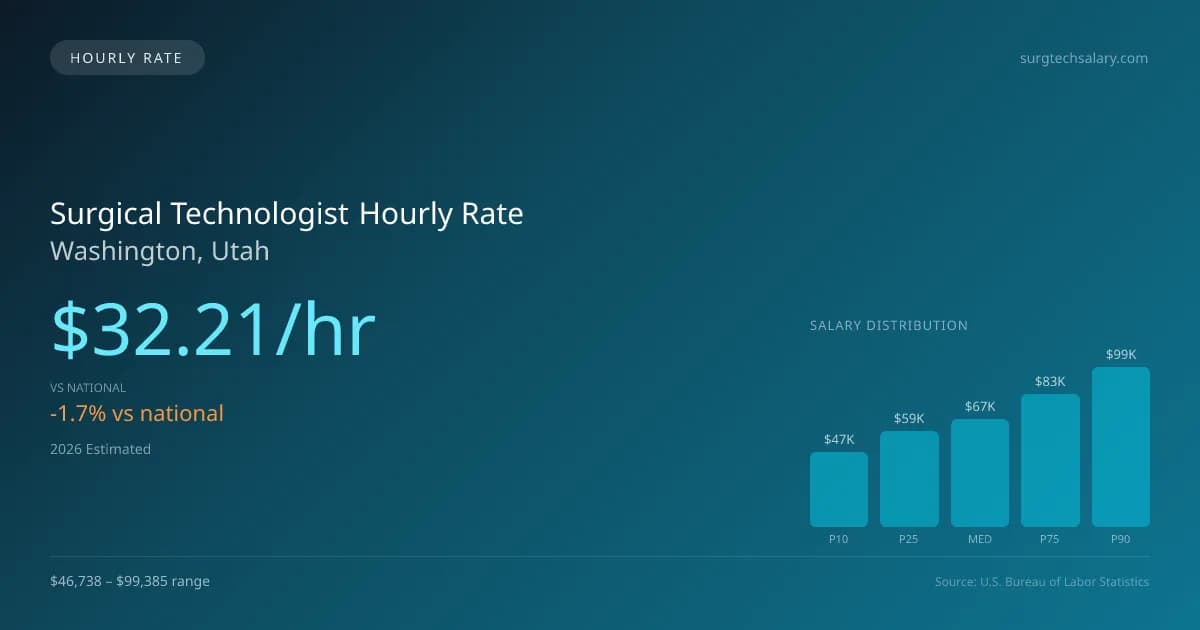 Surgical Technologist Hourly Rate in Washington, UT — 2026 est., based on 2025 BLS