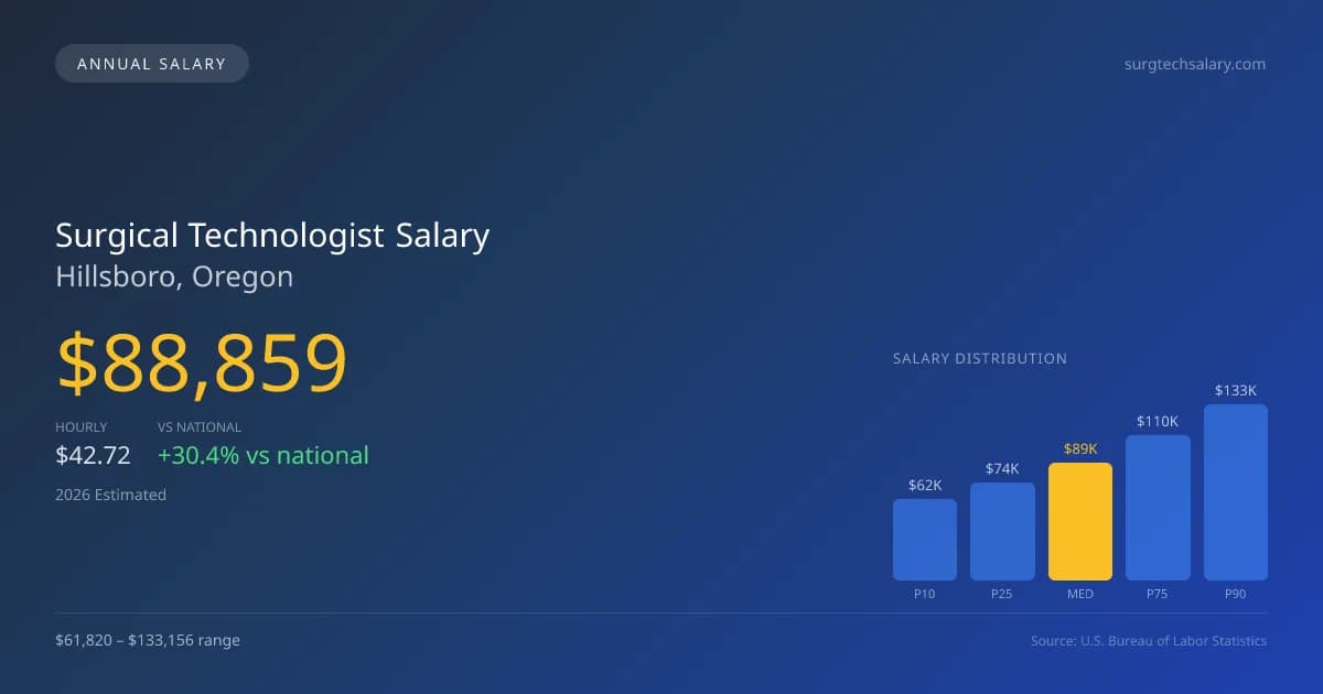 Surgical Technologist Salary in Hillsboro, OR — 2026 est., based on 2025 BLS