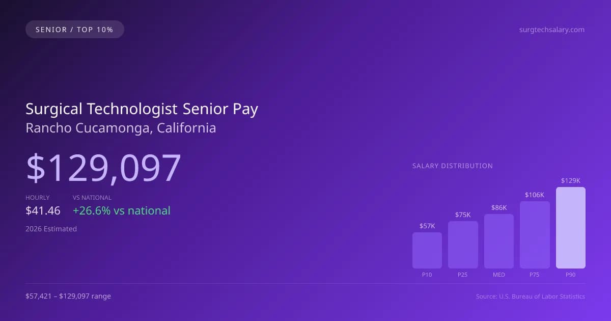 Surgical Technologist Senior Salary in Rancho Cucamonga, CA — 2026 est., based on 2025 BLS