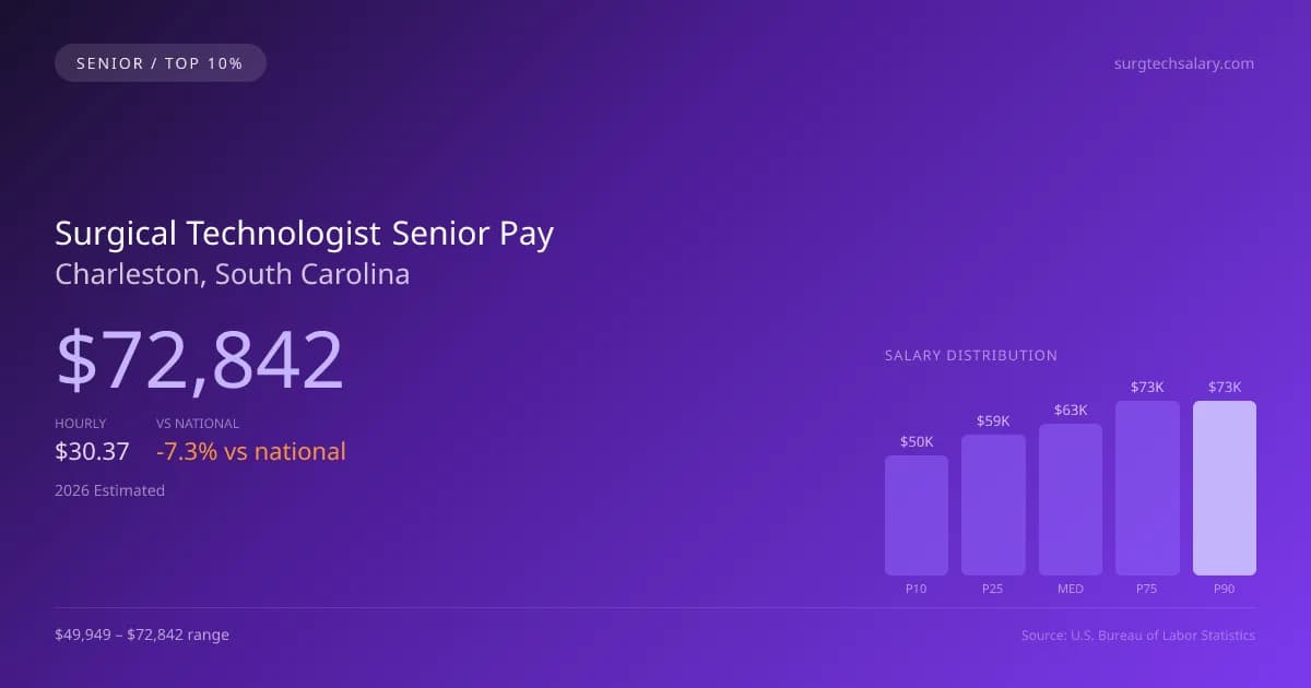 Surgical Technologist Senior Salary in Charleston, SC — 2026 est., based on 2025 BLS