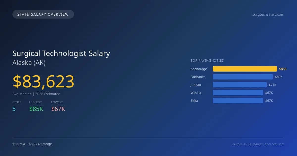 Surgical Technologist Salary in Alaska - 2025 BLS Data Infographic