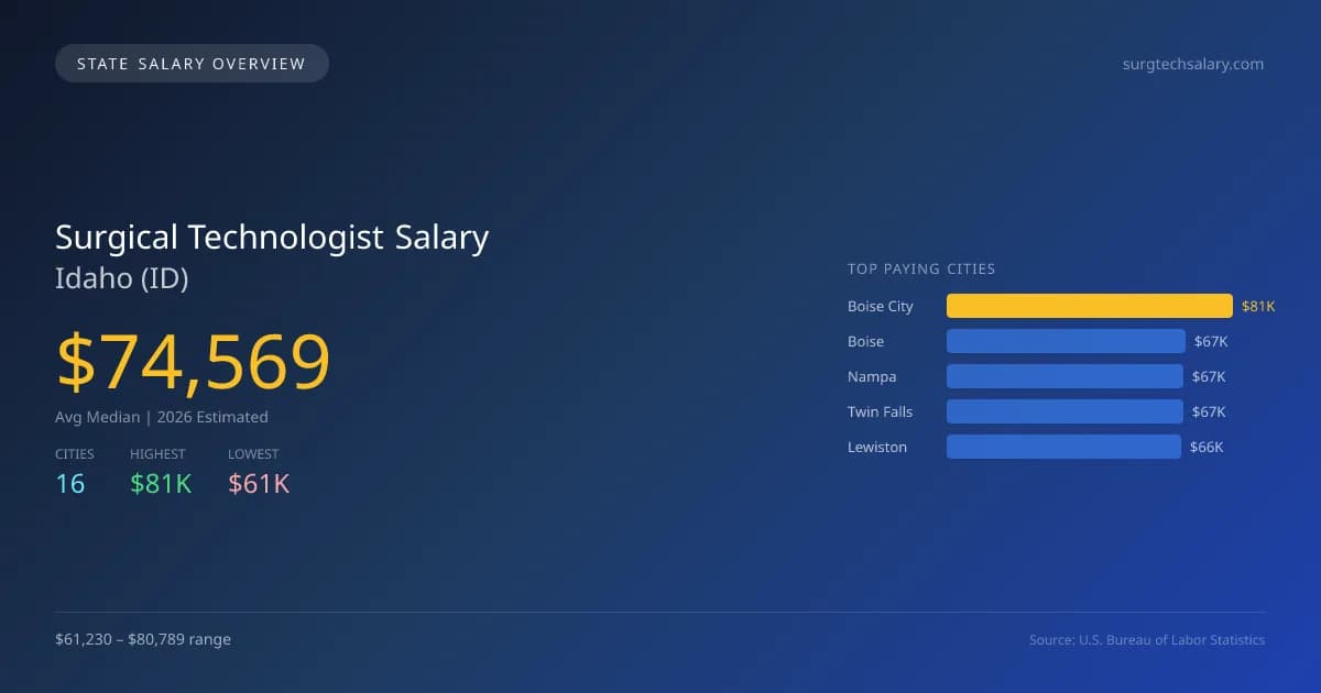 Surgical Technologist Salary in Idaho - 2025 BLS Data Infographic