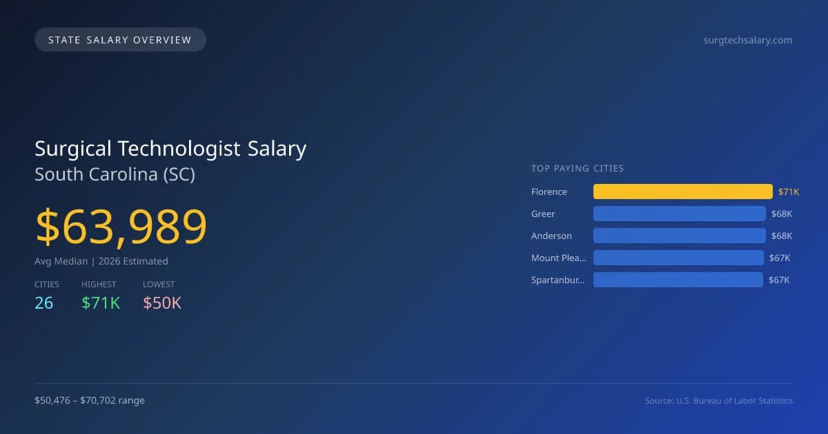 Surgical Technologist Salary in South Carolina - 2025 BLS Data Infographic