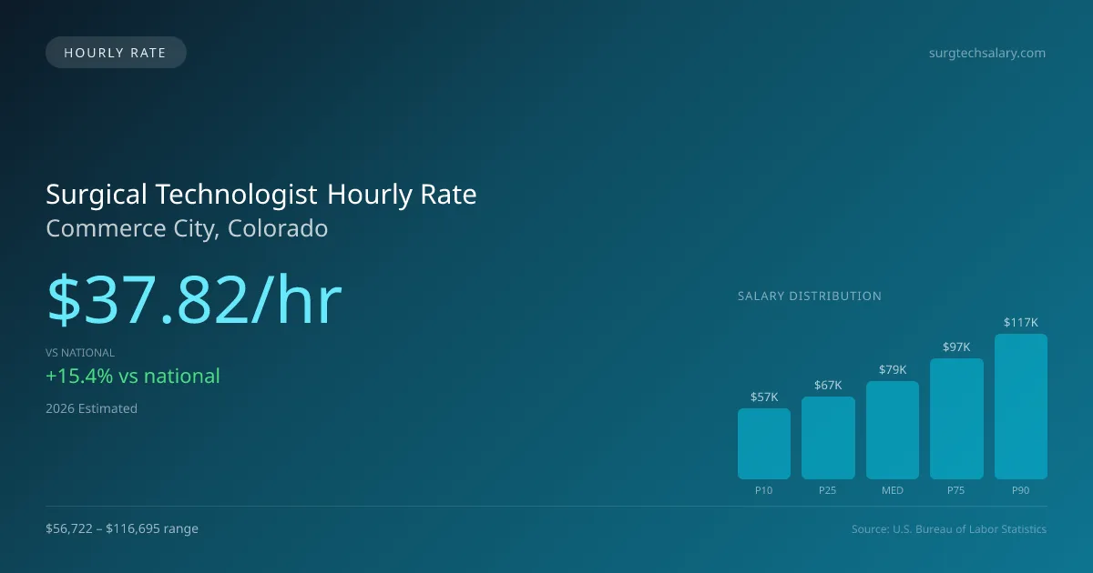Surgical Technologist Hourly Rate in Commerce City, CO — 2026 est., based on 2025 BLS
