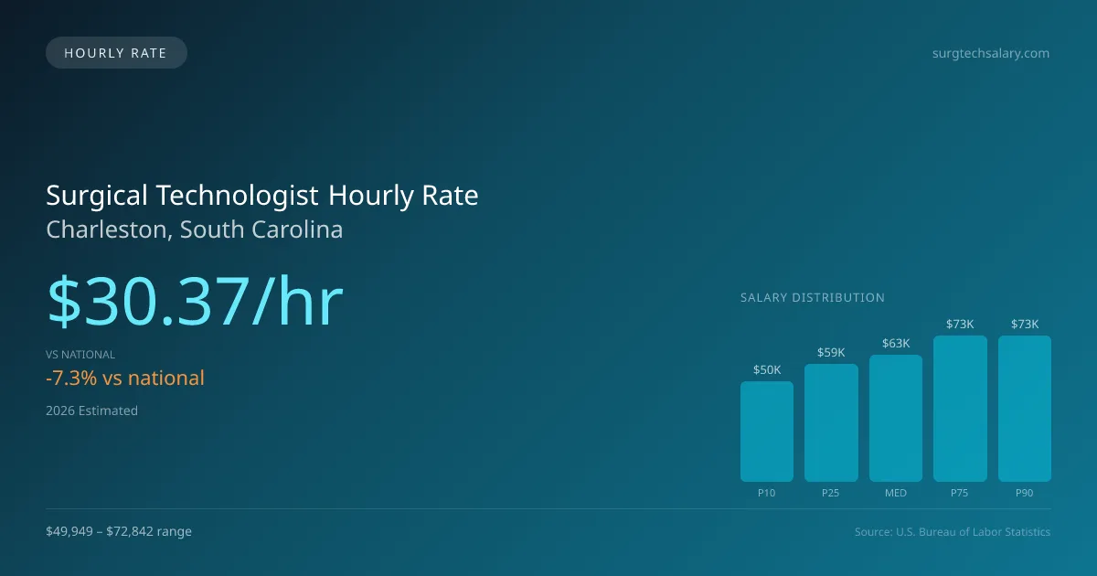 Surgical Technologist Hourly Rate in Charleston, SC — 2026 est., based on 2025 BLS