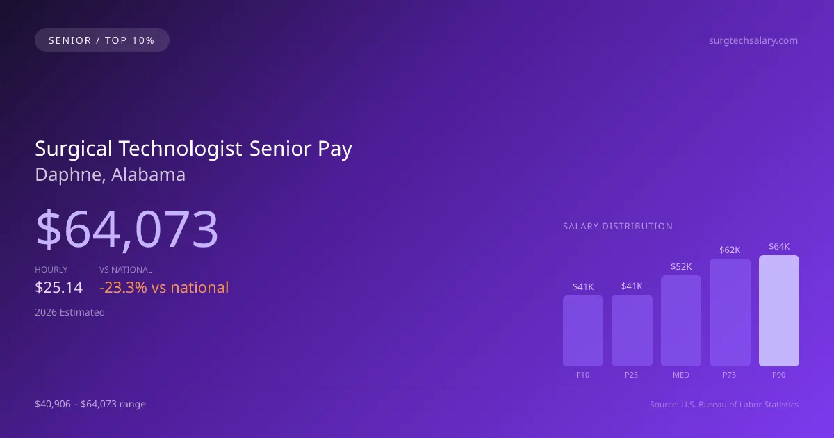 Surgical Technologist Senior Salary in Daphne, AL — 2026 est., based on 2025 BLS
