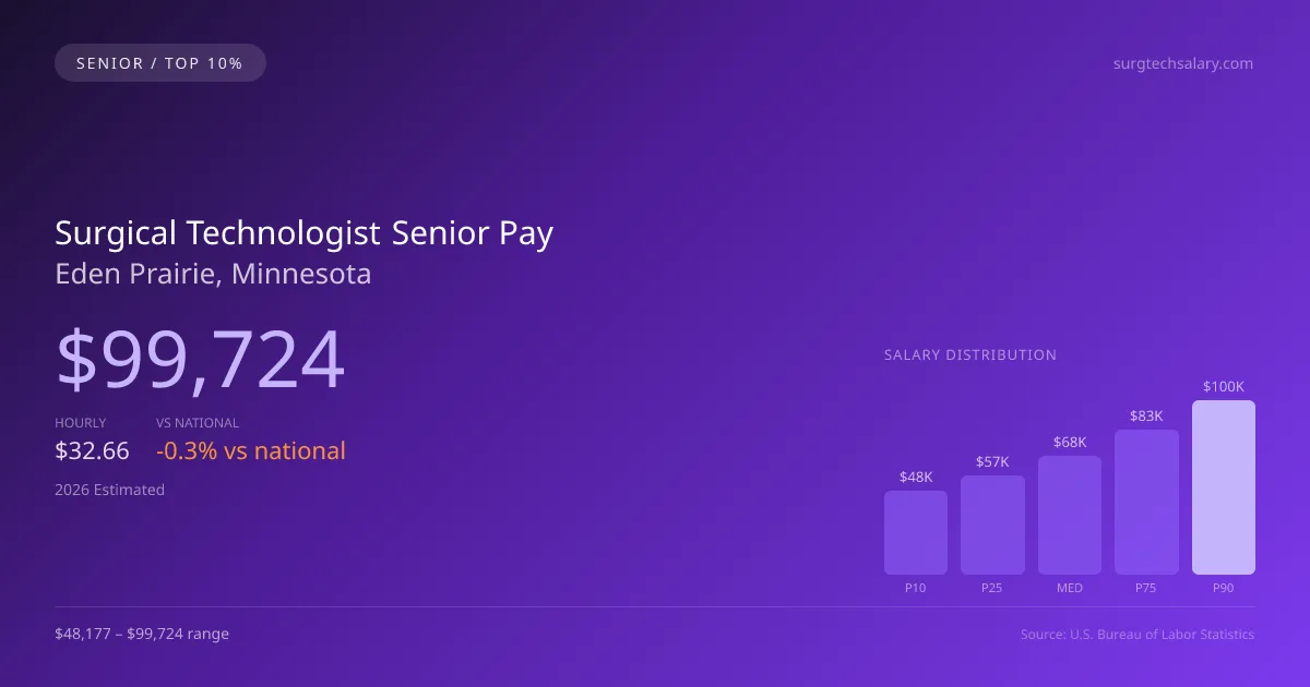 Surgical Technologist Senior Salary in Eden Prairie, MN — 2026 est., based on 2025 BLS