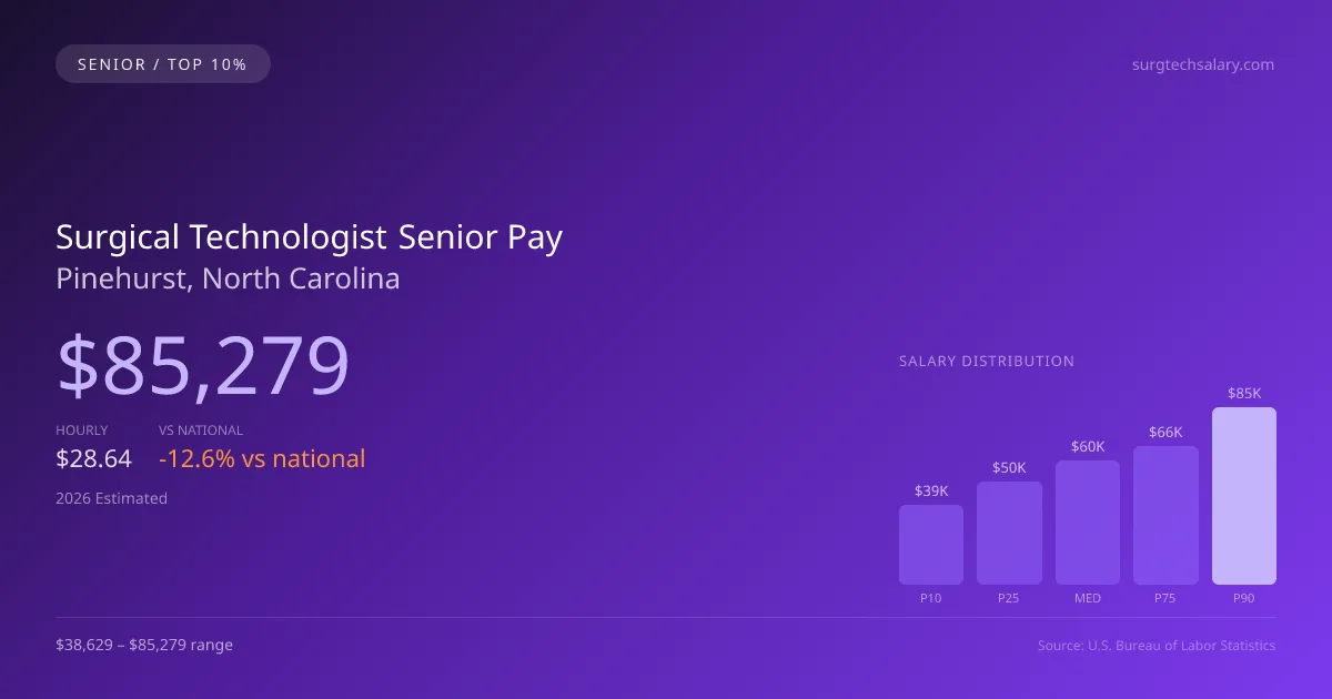 Surgical Technologist Senior Salary in Pinehurst, NC — 2026 est., based on 2025 BLS