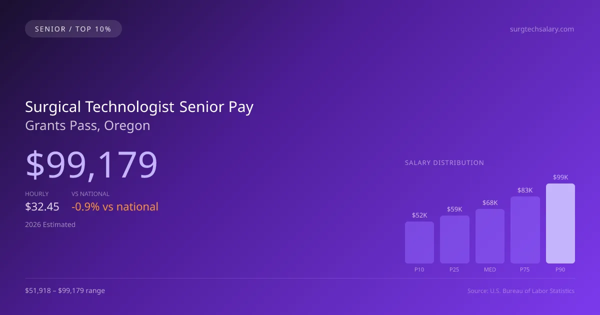 Surgical Technologist Senior Salary in Grants Pass, OR — 2026 est., based on 2025 BLS