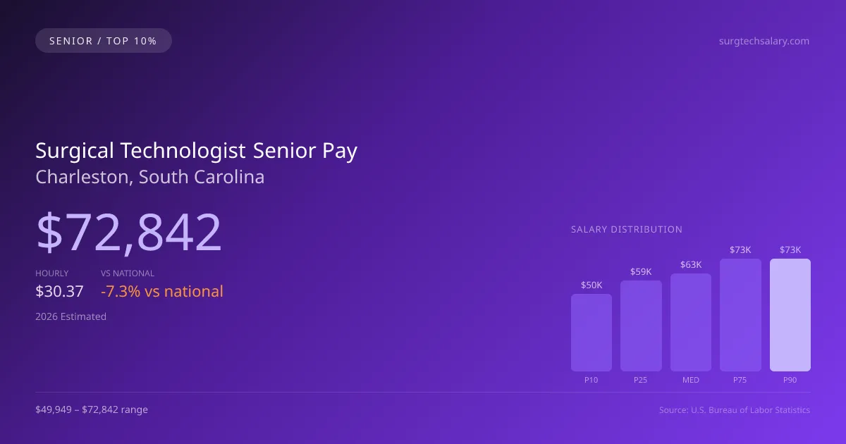 Surgical Technologist Senior Salary in Charleston, SC — 2026 est., based on 2025 BLS