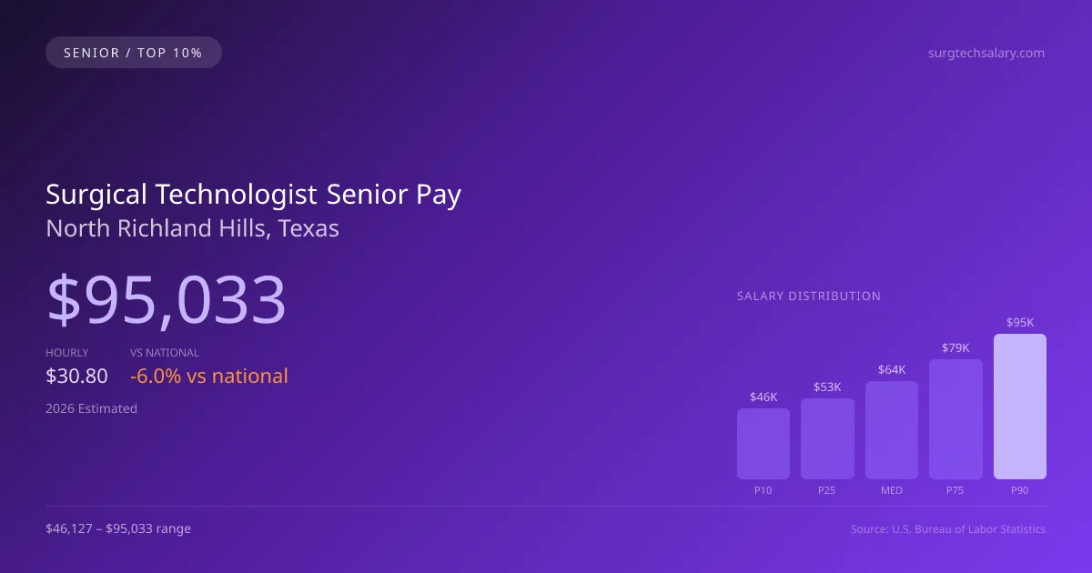 Surgical Technologist Senior Salary in North Richland Hills, TX — 2026 est., based on 2025 BLS